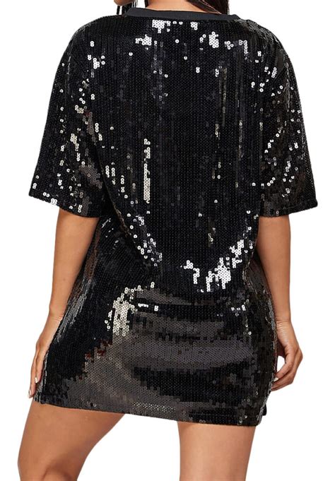 2chique Boutique Women’s Sequin T Shirt Dress Black And White Birthday