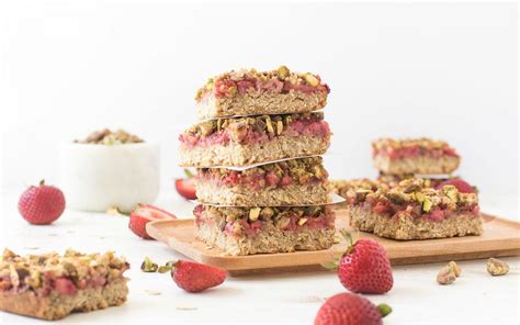 Strawberry Pistachio Chia Oat Bars Vegan Gluten Free Almond