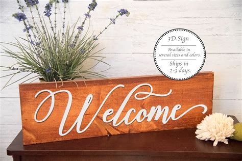 Welcome Sign Wall Decor Rustic Wood Sign Farmhouse Sign Etsy