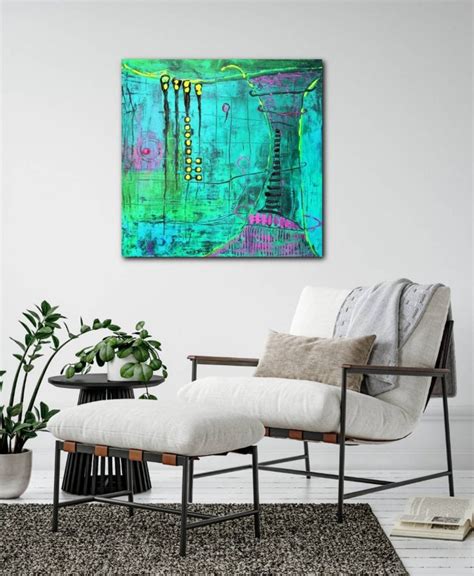 Abstract Painting Original Abstract Art Turquoise Canvas Art Etsy
