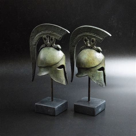 Ancient Greek Spartan Bronze Helmet With Spiraling Serpent Crest