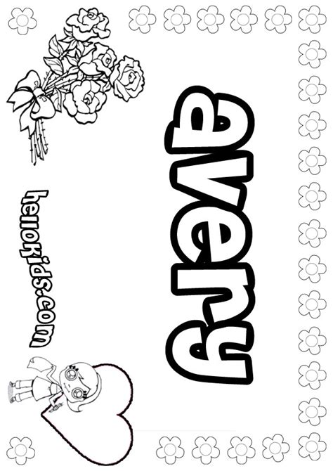 Girls Name Coloring Pages Avery Girly Name To Color