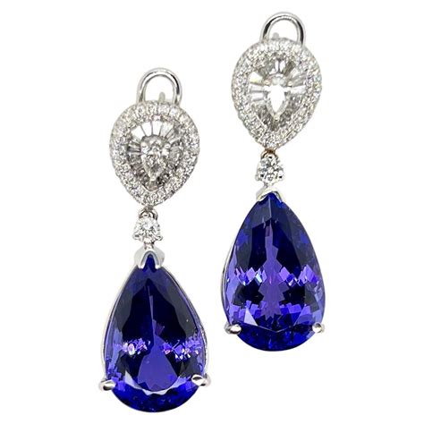 Carat Pear Shape Emerald Diamond Drop Earrings K White Gold For