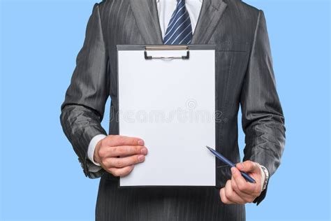 Man S Hand Holding Clipboard Stock Image Image Of Global Connection
