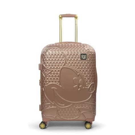 ful ful disney textured mickey mouse 25in hard sided rolling luggage rose gold