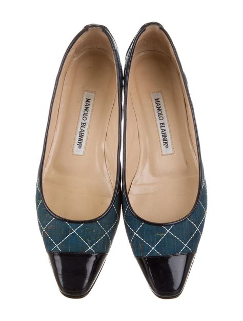 Manolo Blahnik Quilted Square Toe Flats Shoes Moo62663 The Realreal