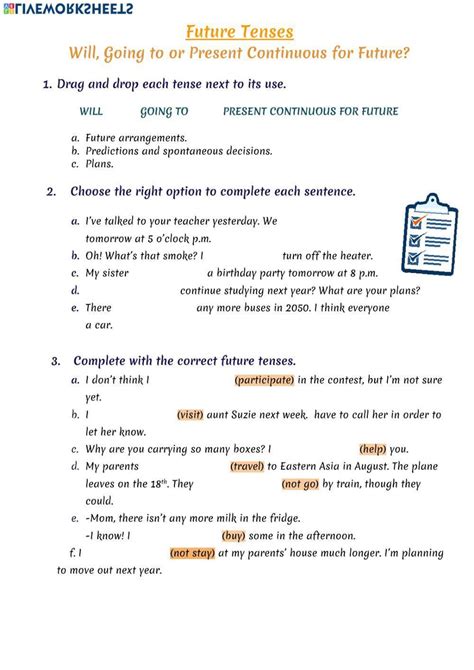 Future Tenses Exercise Live Worksheets