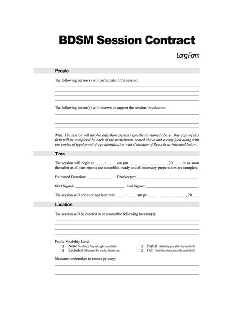 Bdsm Session Contract Fill Online Printable Fillable Blank Sign