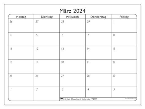 Kalender März 2024 Michel Zbinden De