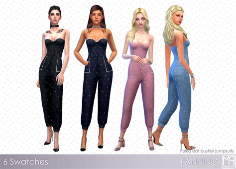 Sims 4 Ccs The Best Polka Dot Bustier Jumpsuits By Manueapinny