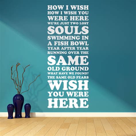 Pink Floyd Wish You Were Here Song Lyrics Two Lost Souls Vinyl Wall Art