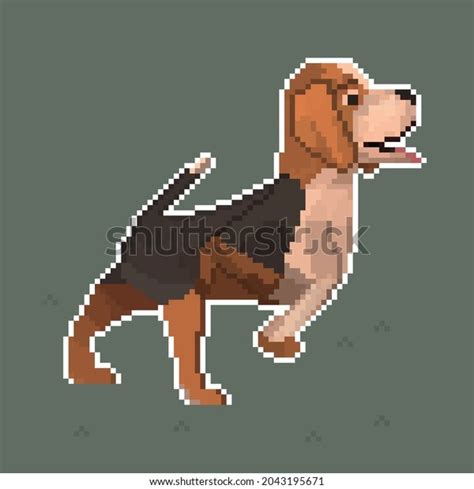 Super Cute Pixel Art Beagle Jumping Stock Vector Royalty Free