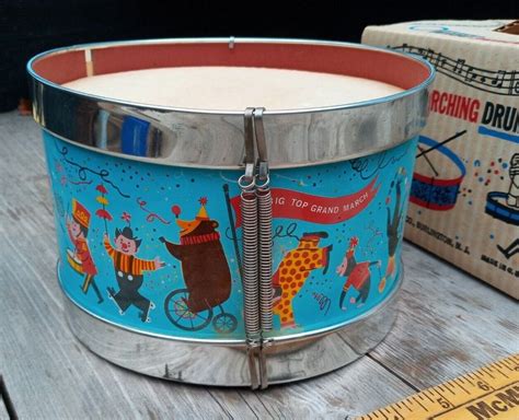 Too Cool Vintage Jchein Litho Tin Toy Marching Drum 171 Big Top Usa