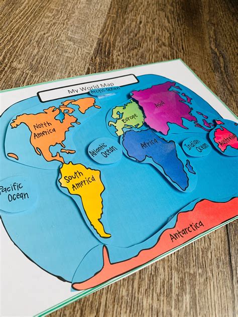 Map Of The World Continent Matching Game Etsy Kindergarten Learning