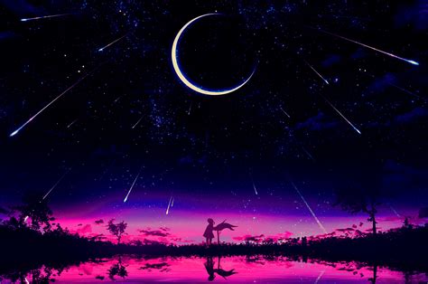 2560x1700 Resolution Cool Anime Starry Night Illustration Chromebook