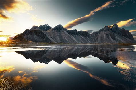 Mountains Clouds Lake Reflection Sun Sky Hd Nature 4k