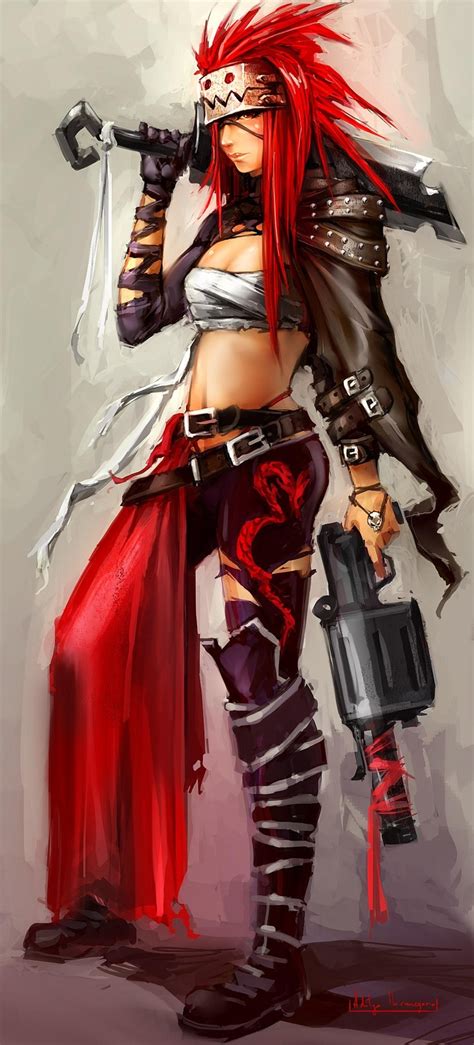 Red Haired Warrior Female Warrior Art Fantasy Portraits Girls