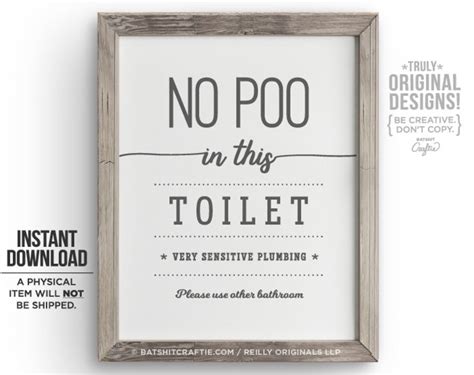 Printable Do Not Flush Poo Bathroom Sign Poop Septic System Sensitive