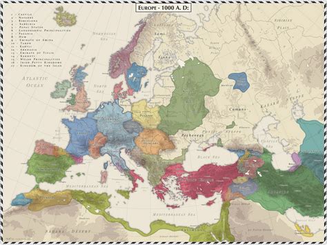 Map Europe 1000 Ad The Sounding Line