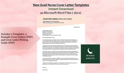 New Grad Nurse Cover Letter Nursing Student Cover Letter Etsy