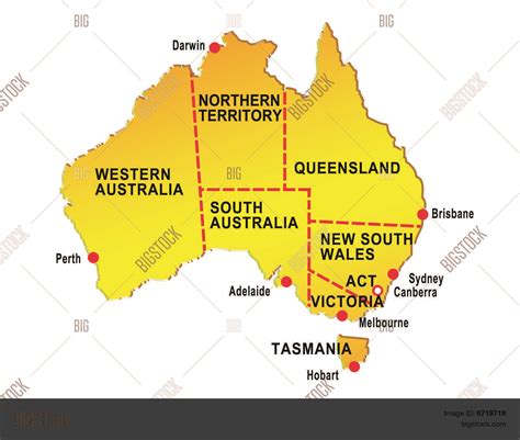 map of australia showing eight states and major cities Stock Photo ...