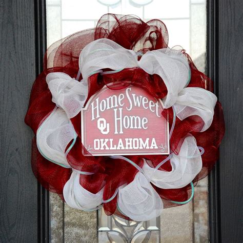 Ou Sooners Oklahoma University Deco Mesh Wreath 8500 Via Etsy