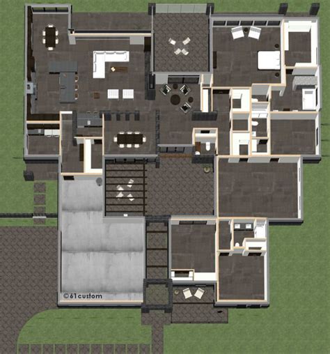 Contemporary Courtyard House Plan 61custom Modern House Plans