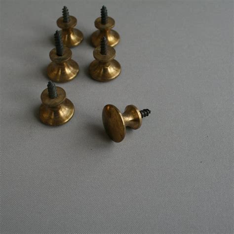 Medium Sized Solid Antique Brass Knob Handle With Steel Screw Thread