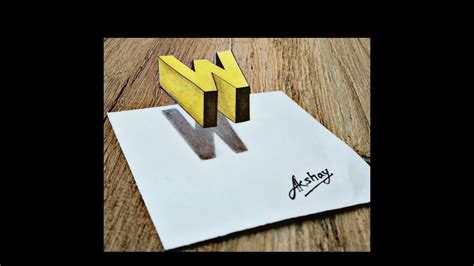 How To Draw 3d Floating Letter W 3d Trick Art On Paper Drawing 3D