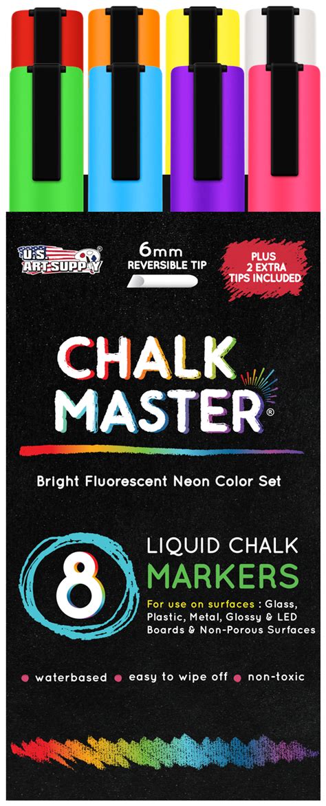 8 Bright Fluorescent Neon Liquid Chalk Marker Set Liquid Chalk
