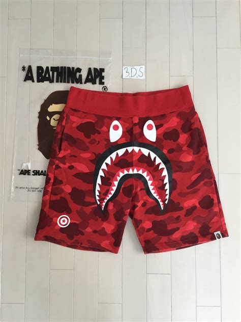 Bape Bape Red Camo Shark Shorts Grailed