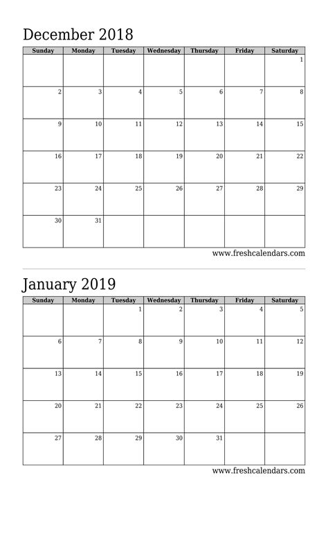 Printable Two Month Calendar