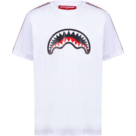 Sprayground Shark Logo T-Shirt in White - BAMBINIFASHION.COM gambar png