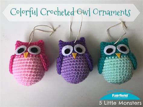 5 Little Monsters Colorful Owl Ornaments