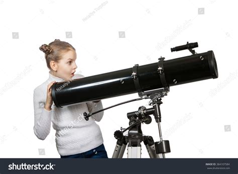 Child Looking Into Telescope Star Gazing Stock Photo 384107584