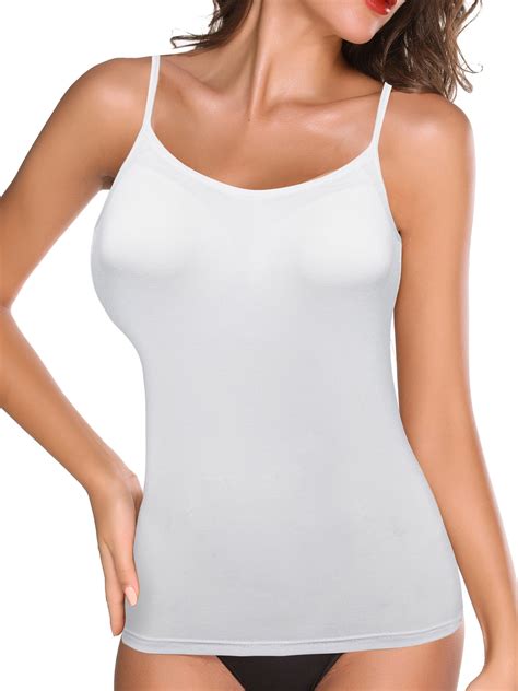Qric Qric Womens Cool Comfort Camisole With Built In Bra Seamless