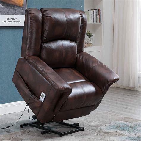 Power Lift Chair Electric Recliner For Elderly Faux Leather Heated