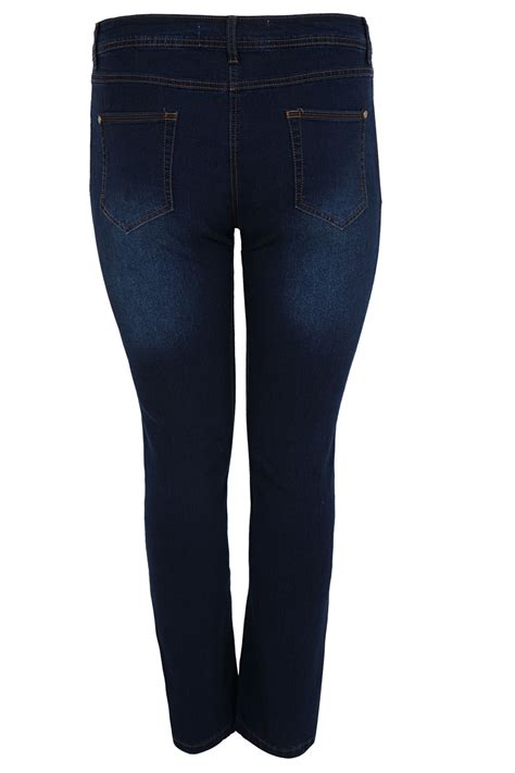 Indigo Straight Leg 5 Pocket Denim Jeans Plus Size 14161820222426