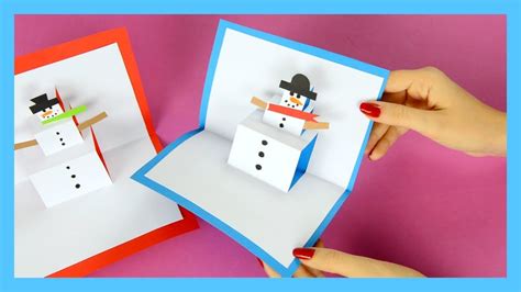 Diy Snowman Pop Up Card Winter Crafts For Kids Youtube