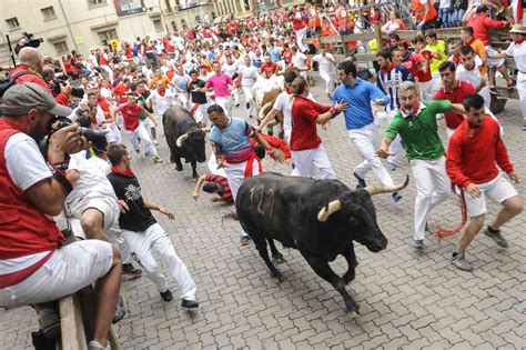 The Running Of The Bulls In Pamplona Spain