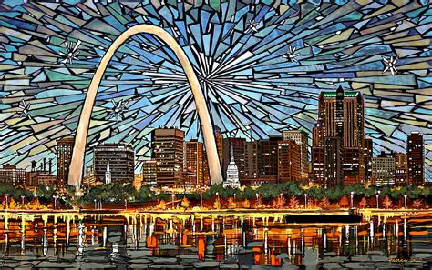 St Louis Skyline Starry Night By Frank Harris