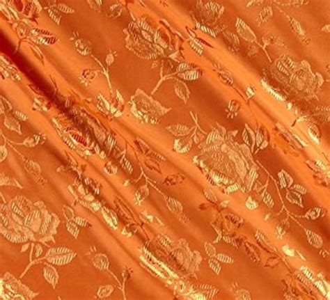 5960 Orange Jacquard Satin Fabric Per Yard 100 Polyester Jacquard