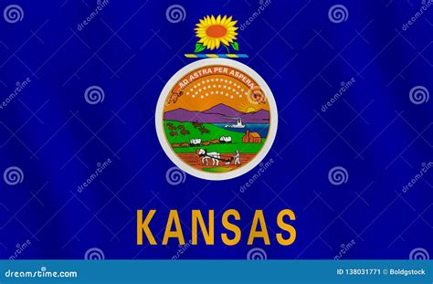 Kansas Set Of Usa Official State Symbols Vector Illustration
