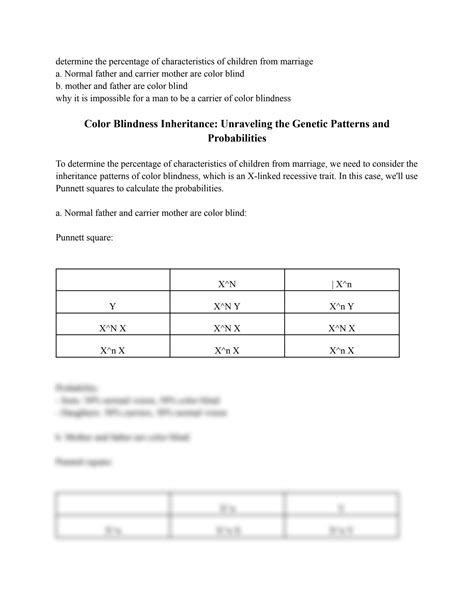 SOLUTION: Color blindness inheritance unraveling the genetic patterns
