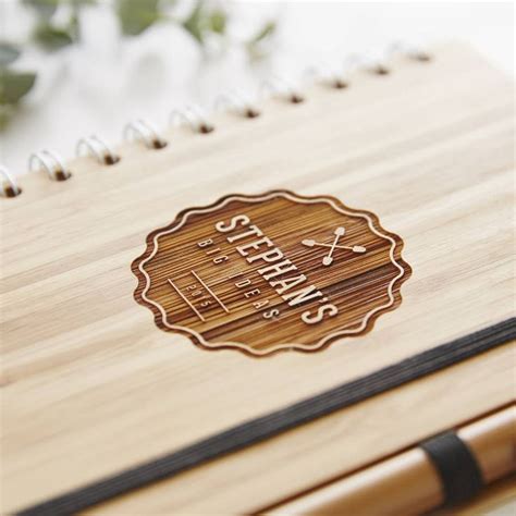 Personalised Badge Wooden Notebook Set For Him By Sophia Victoria Joy