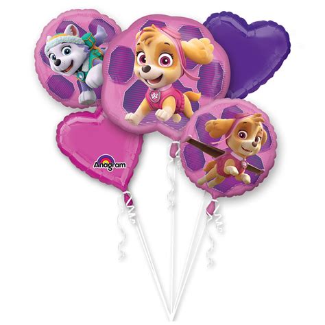 Paw Patrol Skye And Everest Balloon Bouquet 5 Pieces