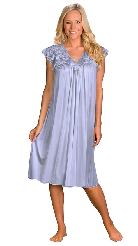 Womens Short Cap Sleeve Nightgown Shadowline Long Gown Nightgowns