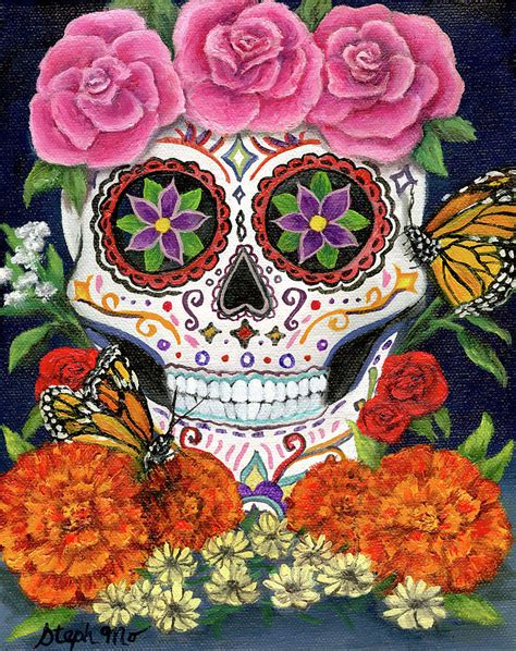 Flower Crown Sugar Skull Painting By Steph Moraca Fine Art America