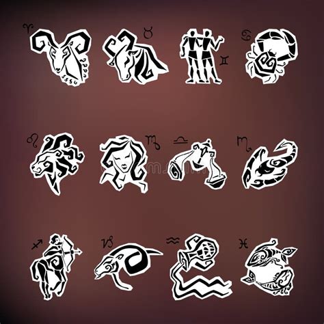 Zodiac Astrology Horoscope Star Signs Icon Set Stock Vector