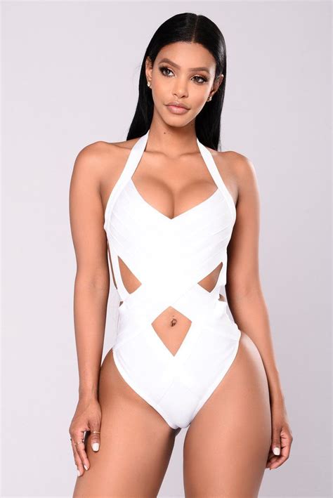 Franny Bandage Swimsuit White Virtual Dressing Room Low Rise Pants Plus Swimwear White